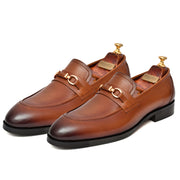 Men's tan crust leather formal loafer shoe, business & casual party wear - Feetique Footwea